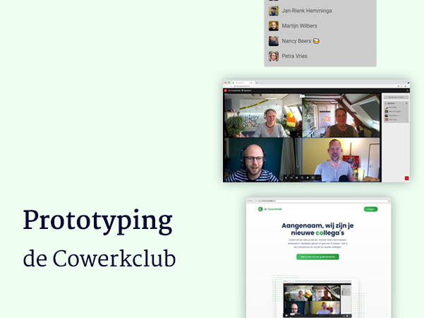 Prototyping online werkplek voor zzpers, de Cowerkclub